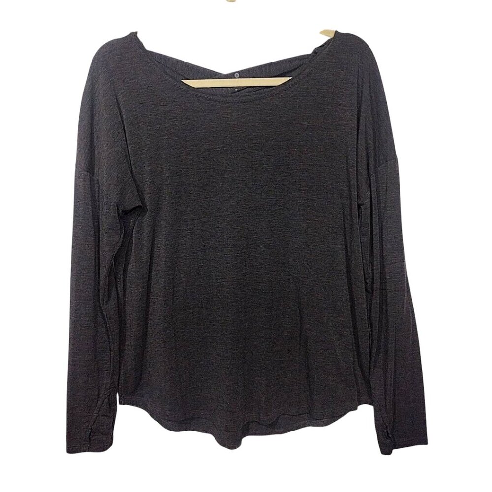 Athleta Top Womens Small Stretch Long Sleeve Shirt Criss Cross Yoga Gym Athletic